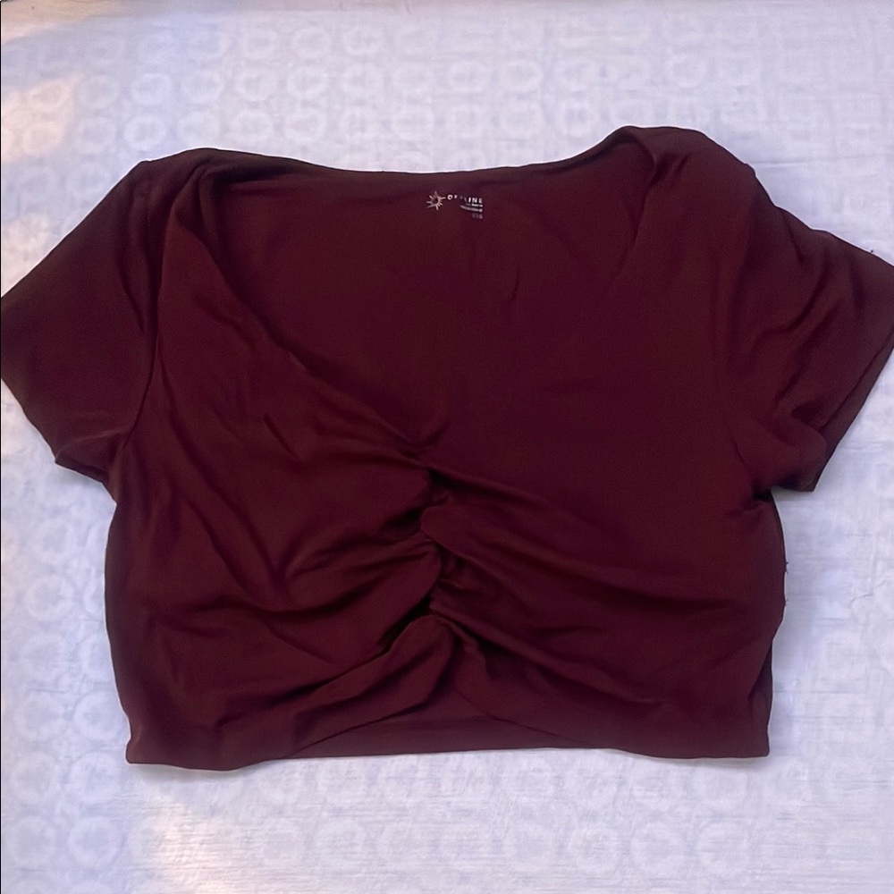 Aerie Deep Red Twist Front Crop Top